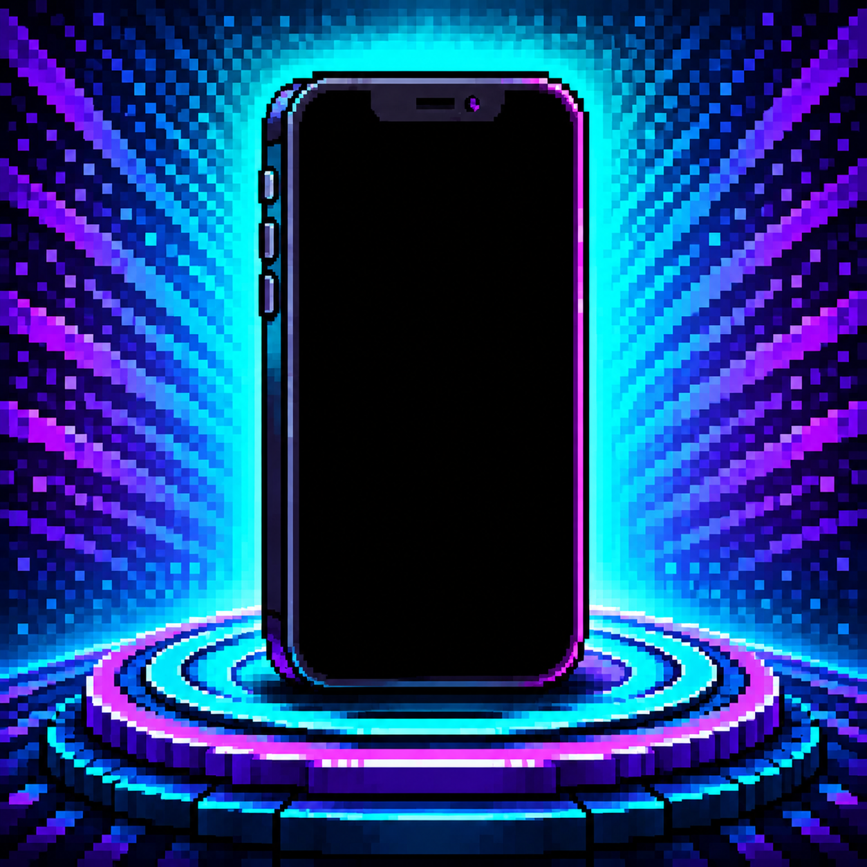pixelated black iphone